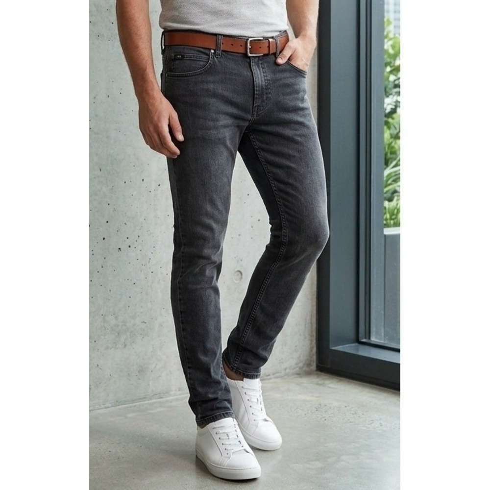 LEE Skinny Fit Denim 5-Pocket Jeans Men's Black Dark Wash Stretch Casual Size M?